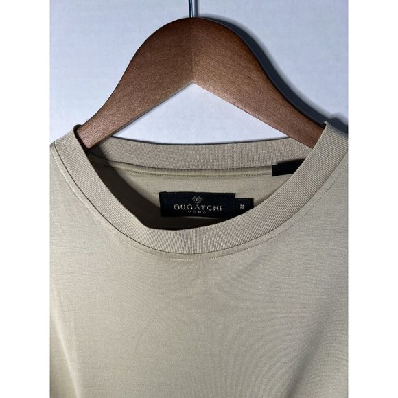 Bugatchi Uomo Men's Round Neck‎ Short Sleeve Pullover Shirt. Cream. Medium - Picture 1 of 5
